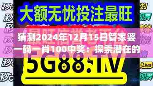 猜测2024年12月15日管家婆一码一肖100中奖:探索潜在的投资机遇与风险