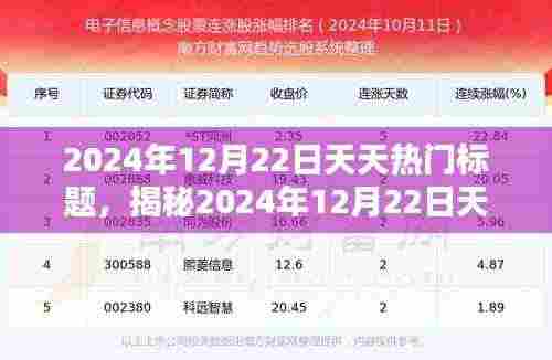 揭秘2024年12月22日天天热门背后的秘密，小红书潮流新风尚探索