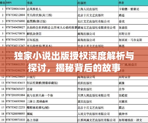 独家小说出版授权深度解析与探讨，揭秘背后的故事
