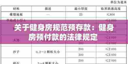 关于健身房规范预存款:健身房预付款的法律规定