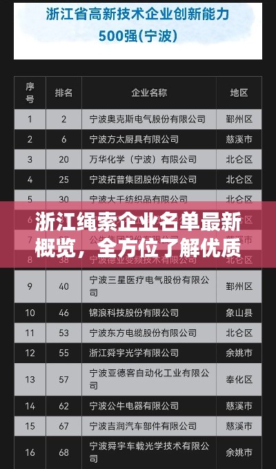 浙江绳索企业名单最新概览,全方位了解优质企业名单