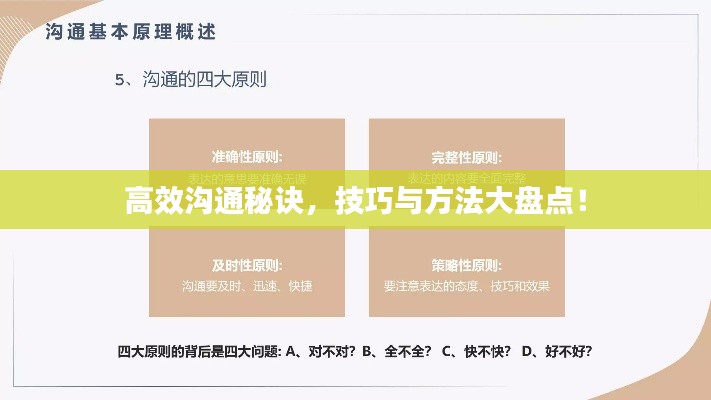 高效沟通秘诀,技巧与方法大盘点!
