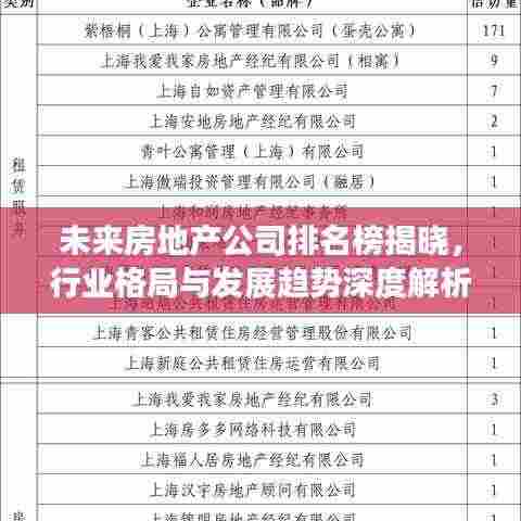 未来房地产公司排名榜揭晓,行业格局与发展趋势深度解析